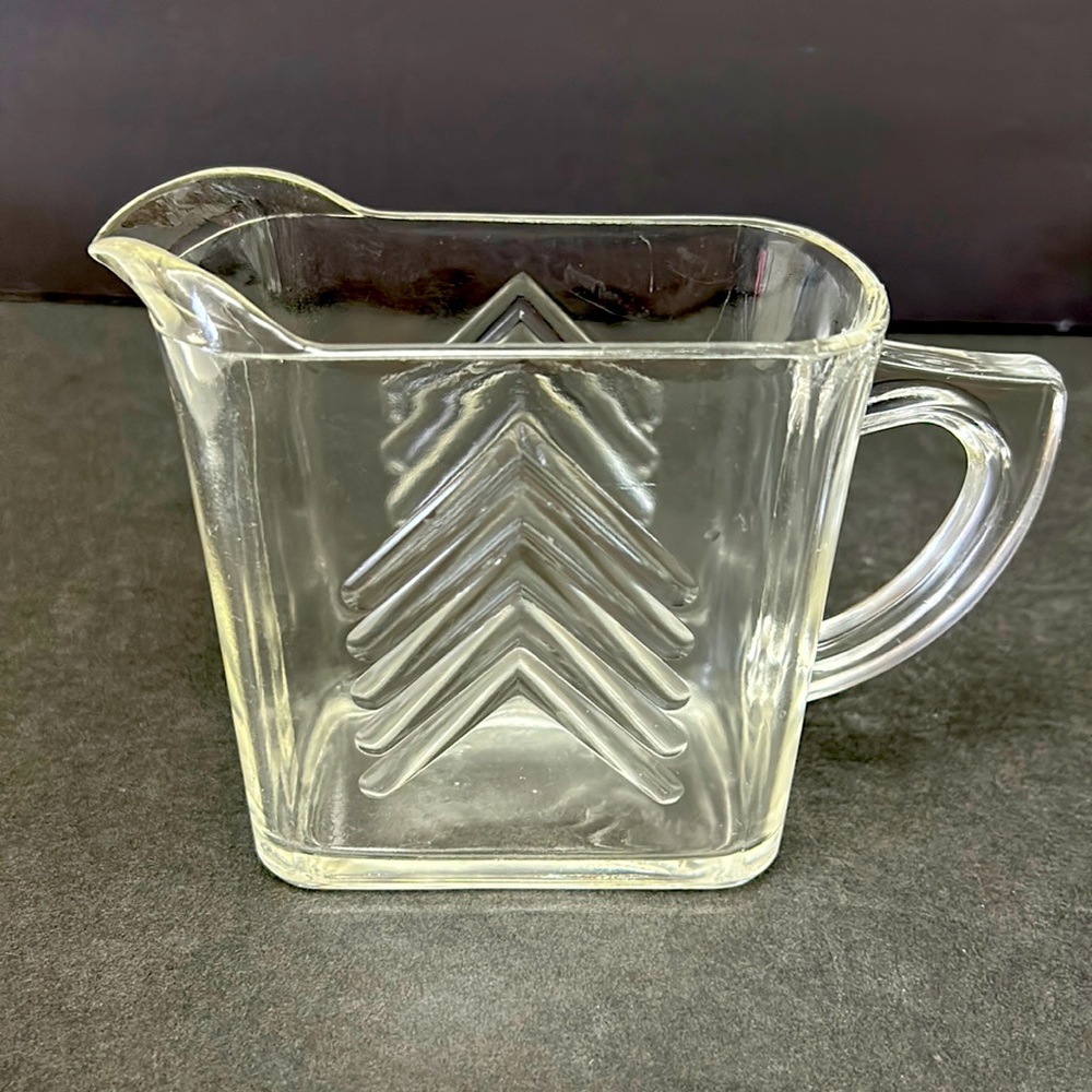 Vintage Hazel Atlas clear glass chevron pattern creamer